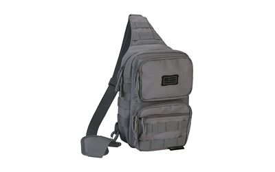 Evolution Outdoor Tactical Shoulder Sling Pack, MOLLE Webbing, Adjustable Padded Strap, Gray, 51317-EV