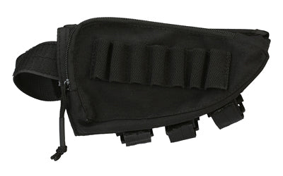 Evolution Outdoor Tactical Rifle Cheek Rest with Ammo Carrier, Zippered Pouch, Clear Ballistics Pocket, Black
