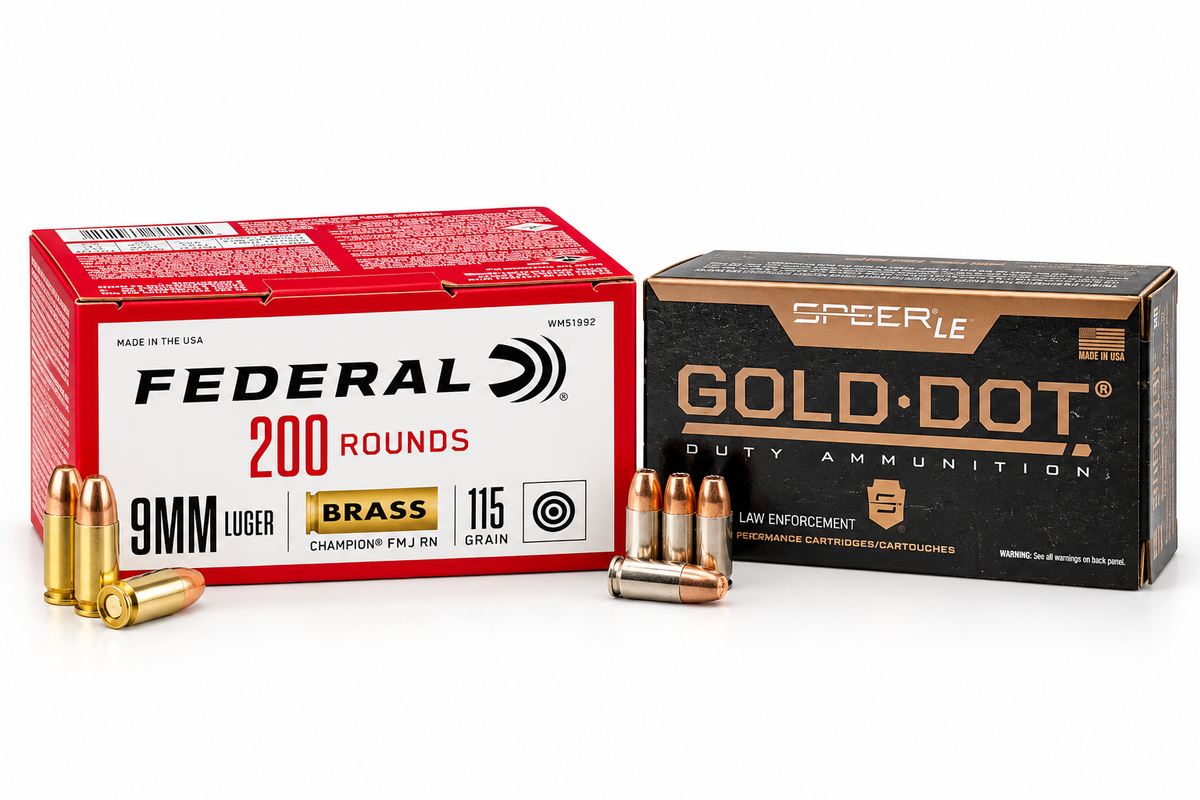 Federal Champ 9mm 115 (case) 1000ct + Gold Dot 9mm 124gr +P 250ct