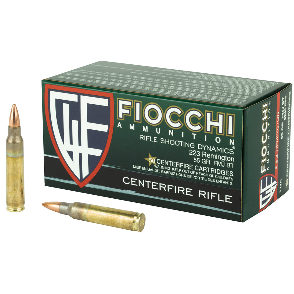 Fiocchi .223 Remington 55 gr Full Metal Jacket (FMJ) 1000 RD Case