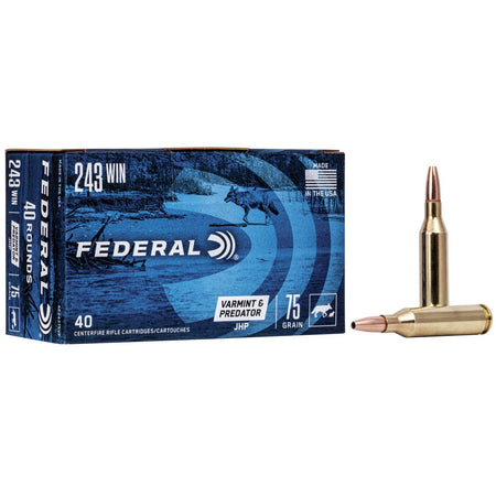 American Eagle AE24375VP Varmint & Predator Jacketed Hollow Point JHP 75 Grain .243 Winchester