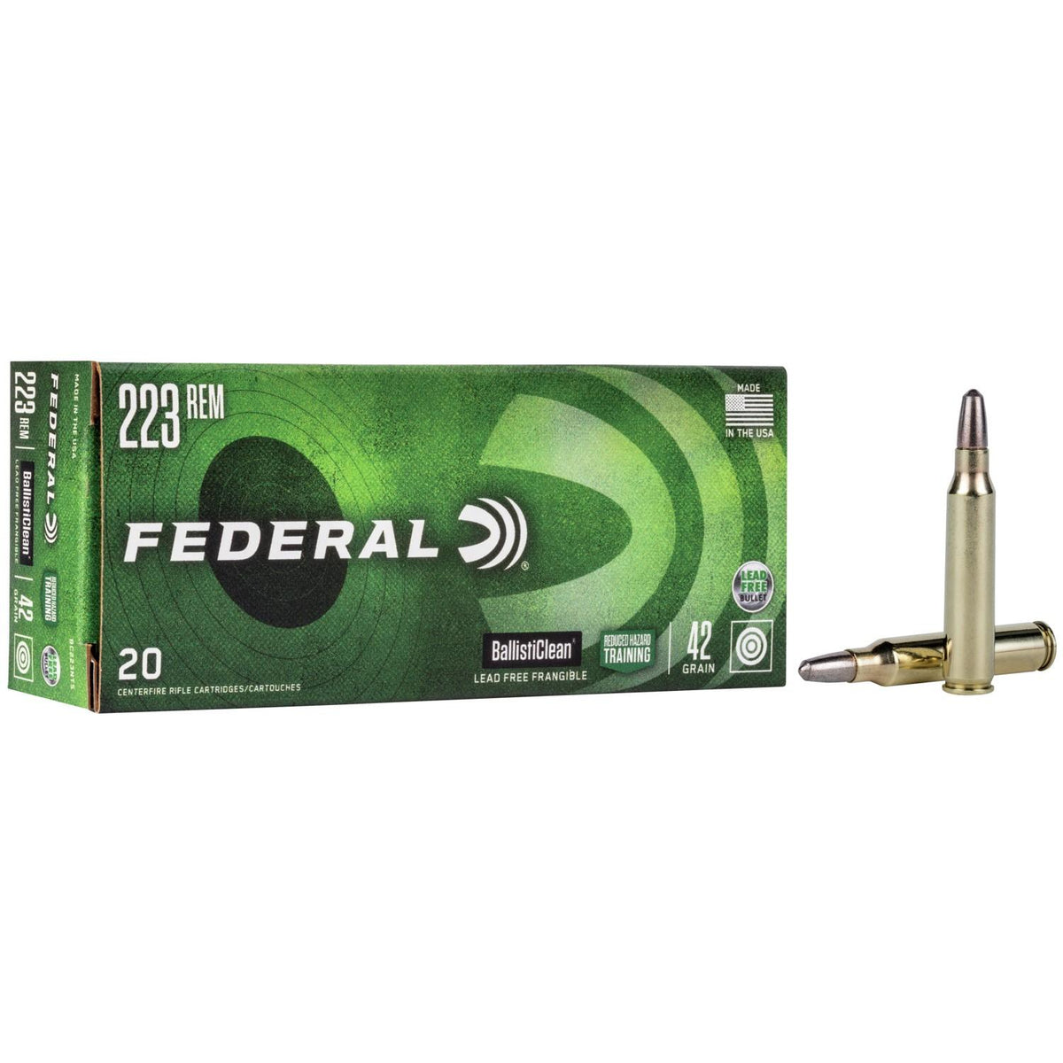 Federal BC223NT5 Ballisticlean Reduced Hazard Training Lead Free Frangible  42 Grain .223 Remington