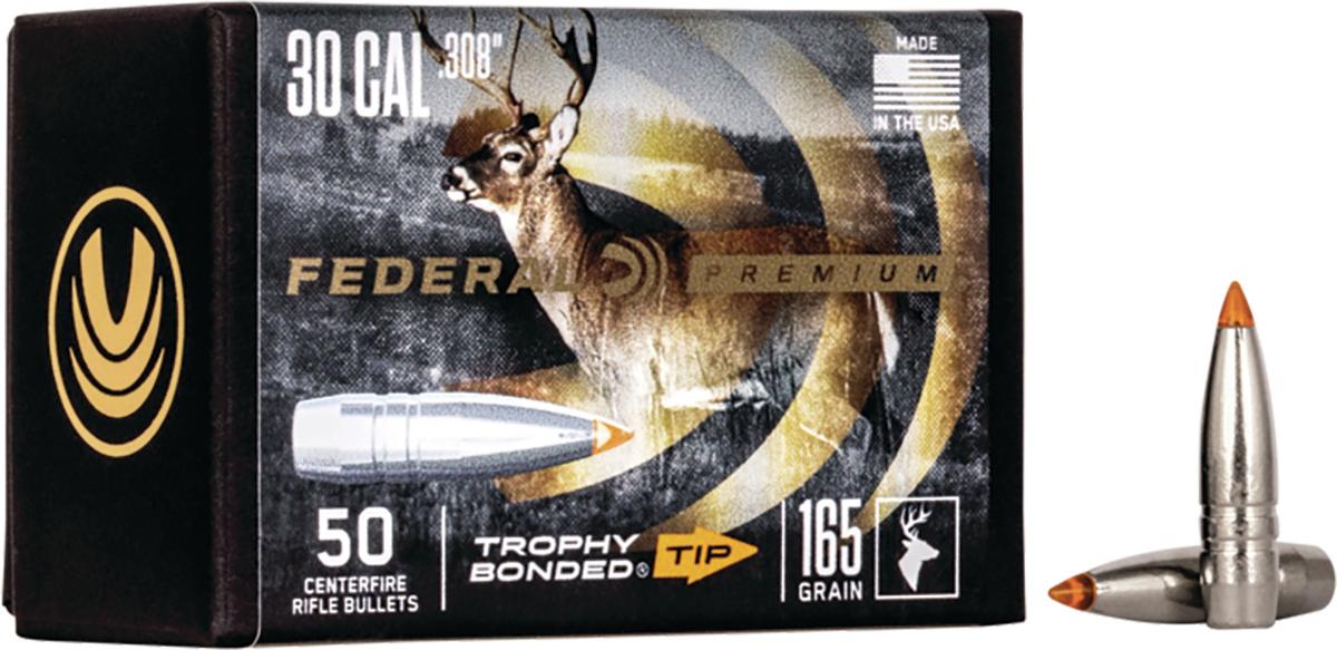 Federal .308 Cal 165 gr Trophy Bonded Tip Component Bullets 50/ct