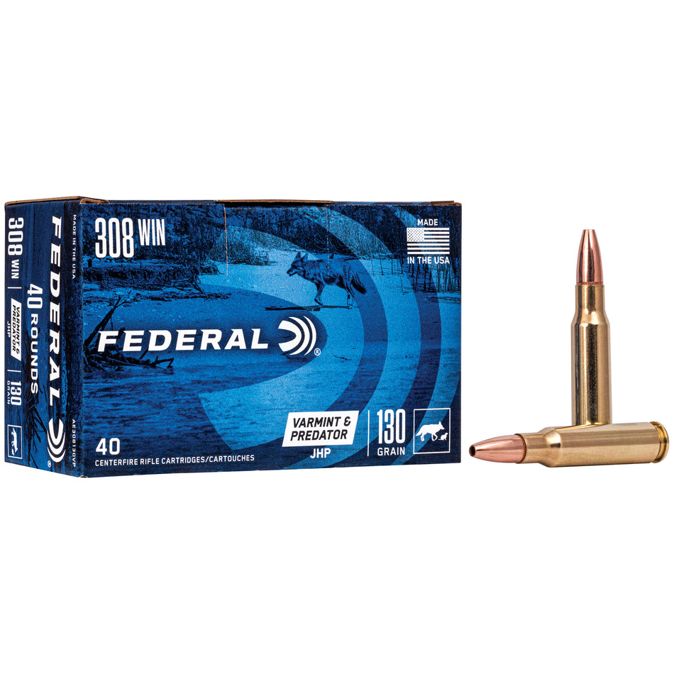 Federal American Eagle Varmint & Predator .308 Win / 7.62x51mm 130 gr JHP ammo