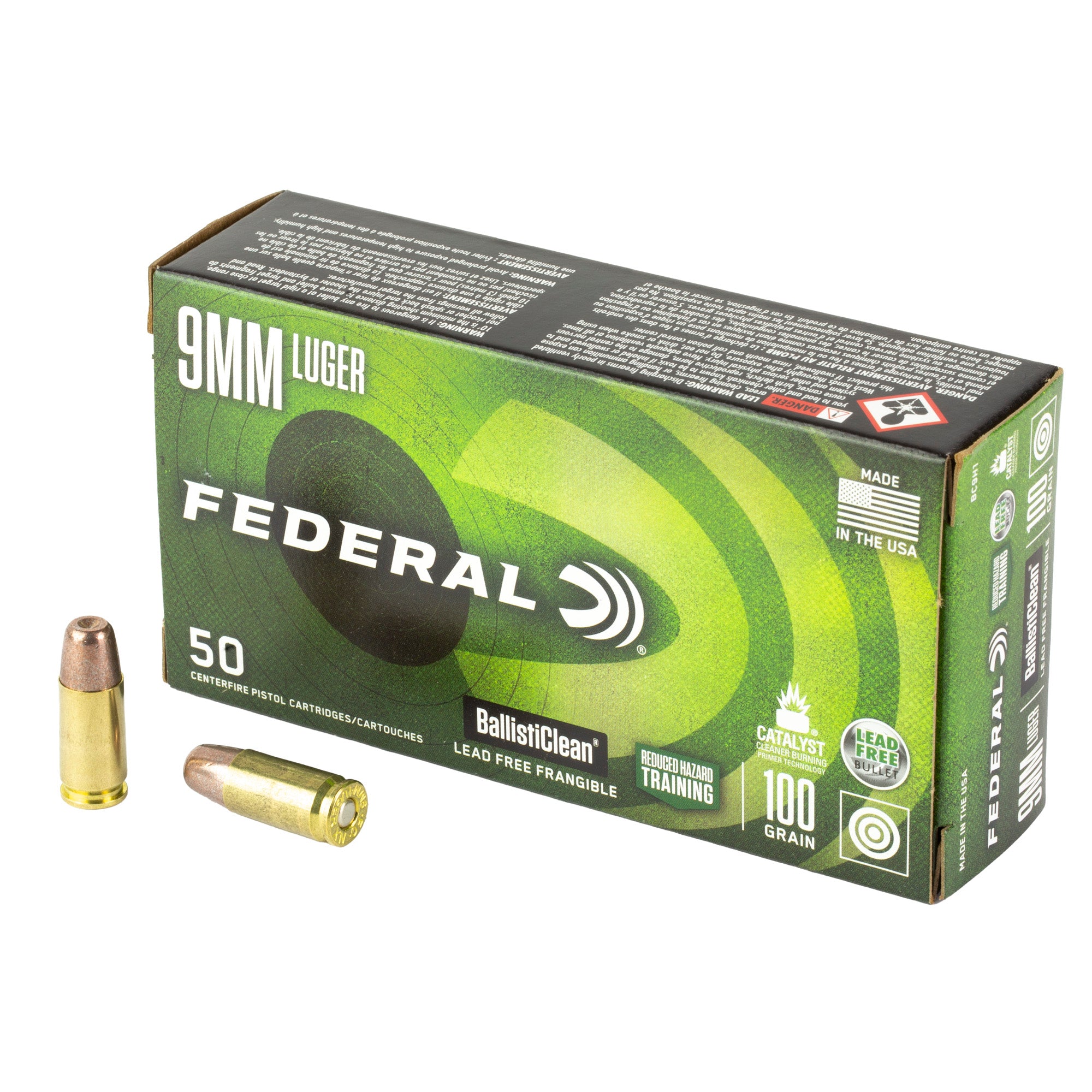 Federal BallistiClean Reduced Hazard Training 9mm Luger / Parabellum 100 gr Solid ammo