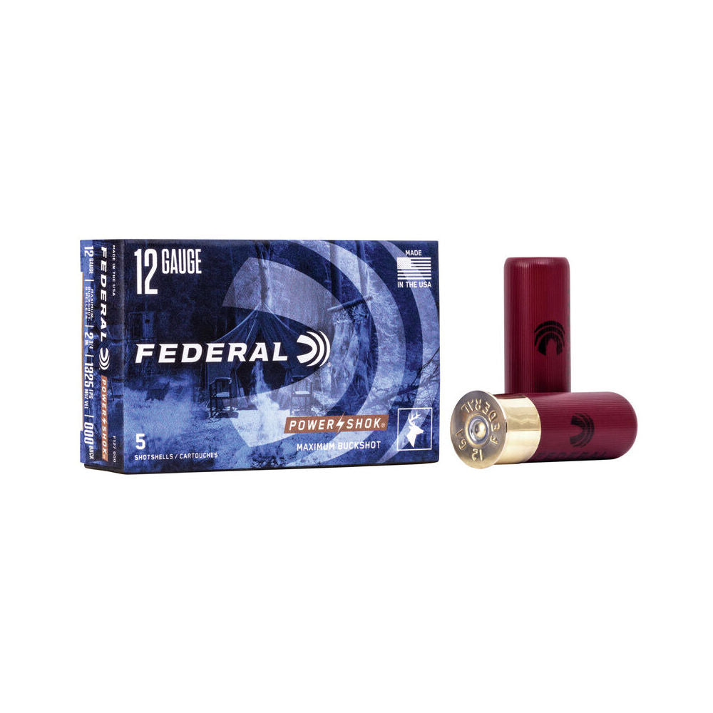Federal Power-Shok Magnum Maximum Buckshot 8 Pellets 12 Gauge 2.75 in / 2.75 in 000 Buck 1-1/4 oz