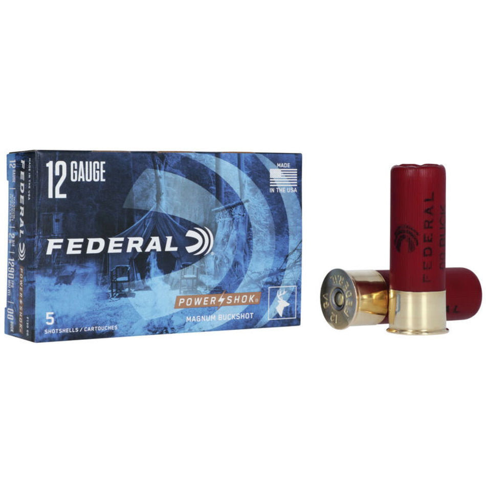 Federal Power-Shok Magnum Buckshot 12 Pellets 12 Gauge 2.75 in / 2.75 in 00 Buck 1-7/16 oz