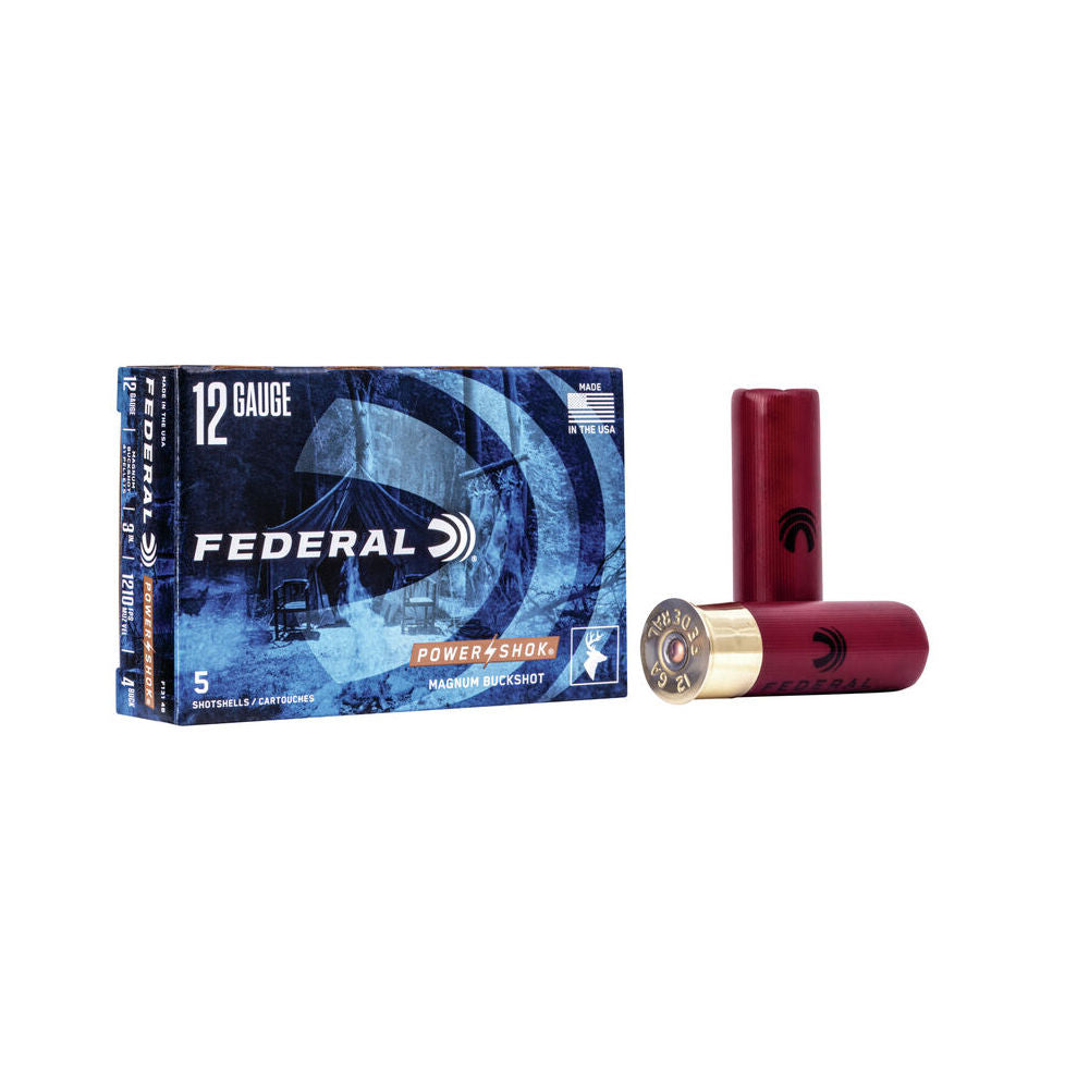Federal F1314B Power-Shok Magnum 12 Gauge 3" 1-15/16oz 4 Buck Shot 1210 fps
