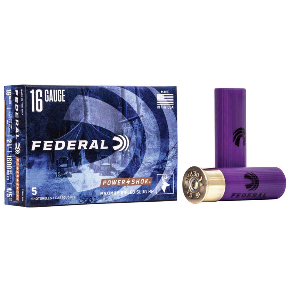 Federal F164RS Power-Shok Shotshell 16 Gauge 2-3/4 7/8oz #Rifled Slug 1600 fps