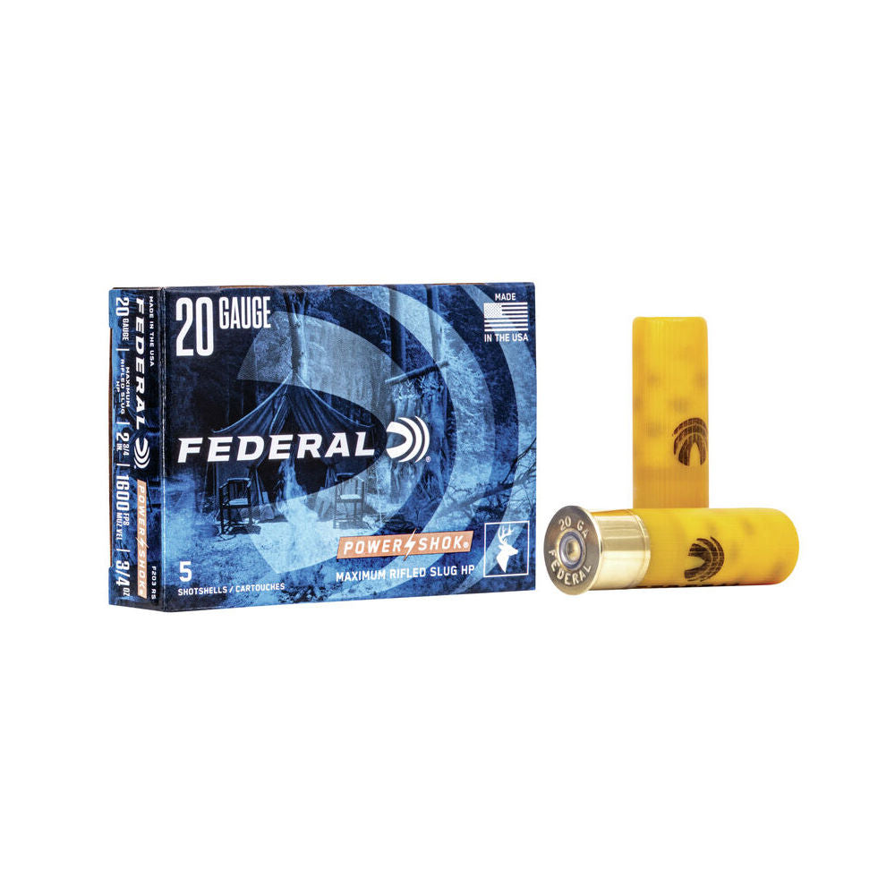 Federal Power-Shok Maximum Rifled Slug Hollow Point 20 Gauge 2.75 in / 2.75 in Slug 3/4 oz