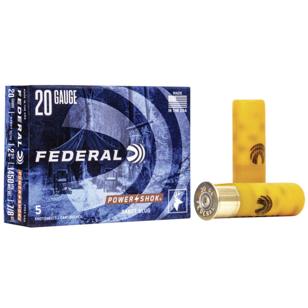Federal F203SS2 Power-Shok Shotshell 20 Gauge 2.75" 7/8oz Sabot Slug 1450 fps