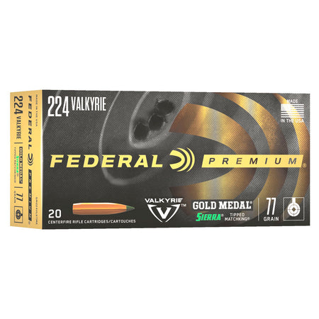 Federal Gold Medal Sierra MatchKing .224 Valkyrie 77 gr PolyTip ammo
