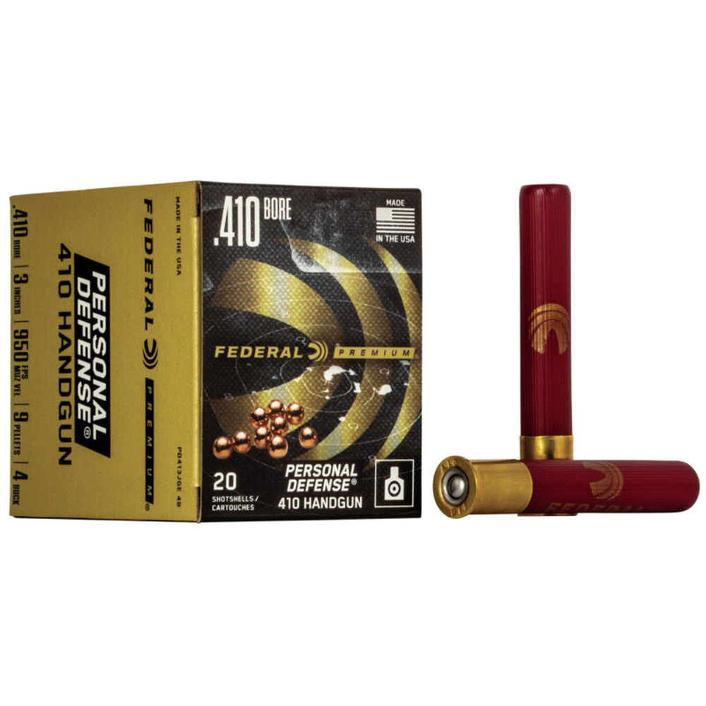 Federal Premium Personal Defense 410 Handgun 9 Pellets .410 Bore 3 in / 3 in #4 Buck 7/16 oz