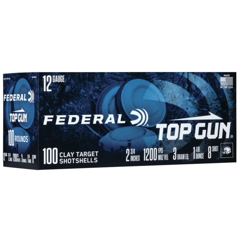 Federal TG121008 Top Gun Clay Target 12 Gauge 2.75" 1-1/8oz 8 Shot 1200 fps