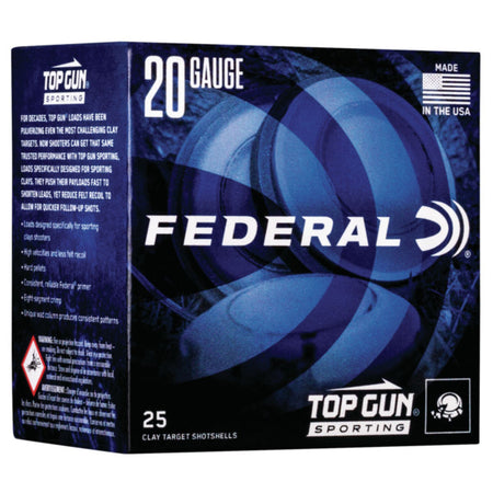 Federal Top Gun Sporting Shotgun Ammo 20 Gauge (20 ga.) 2.75 in. 1250 FPS 7/8 oz. 8 Shot 25 Rd.