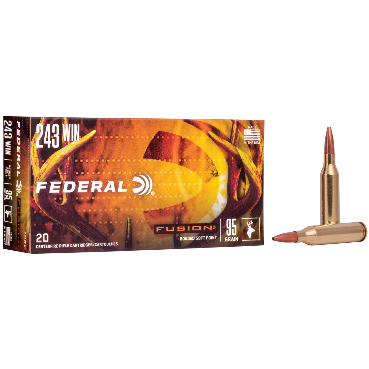 Federal F243FS1 Boat Tail Fusion Soft Point FSP 95 Grain .243 Winchester