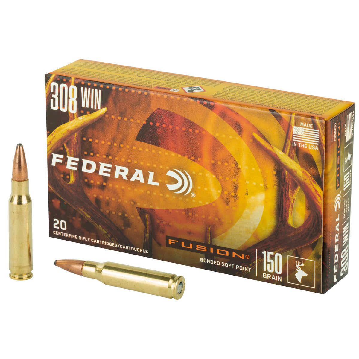 Federal F308FS1 Boat Tail Fusion Soft Point FSP 150 Grain .308 Win / 7.62x51mm
