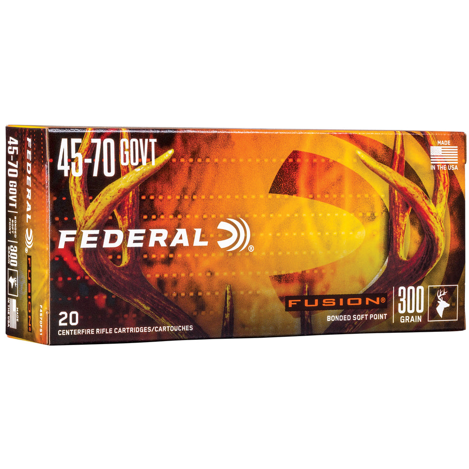 Federal F4570FS1 Boat Tail Fusion Soft Point FSP 300 Grain .45-70 Government
