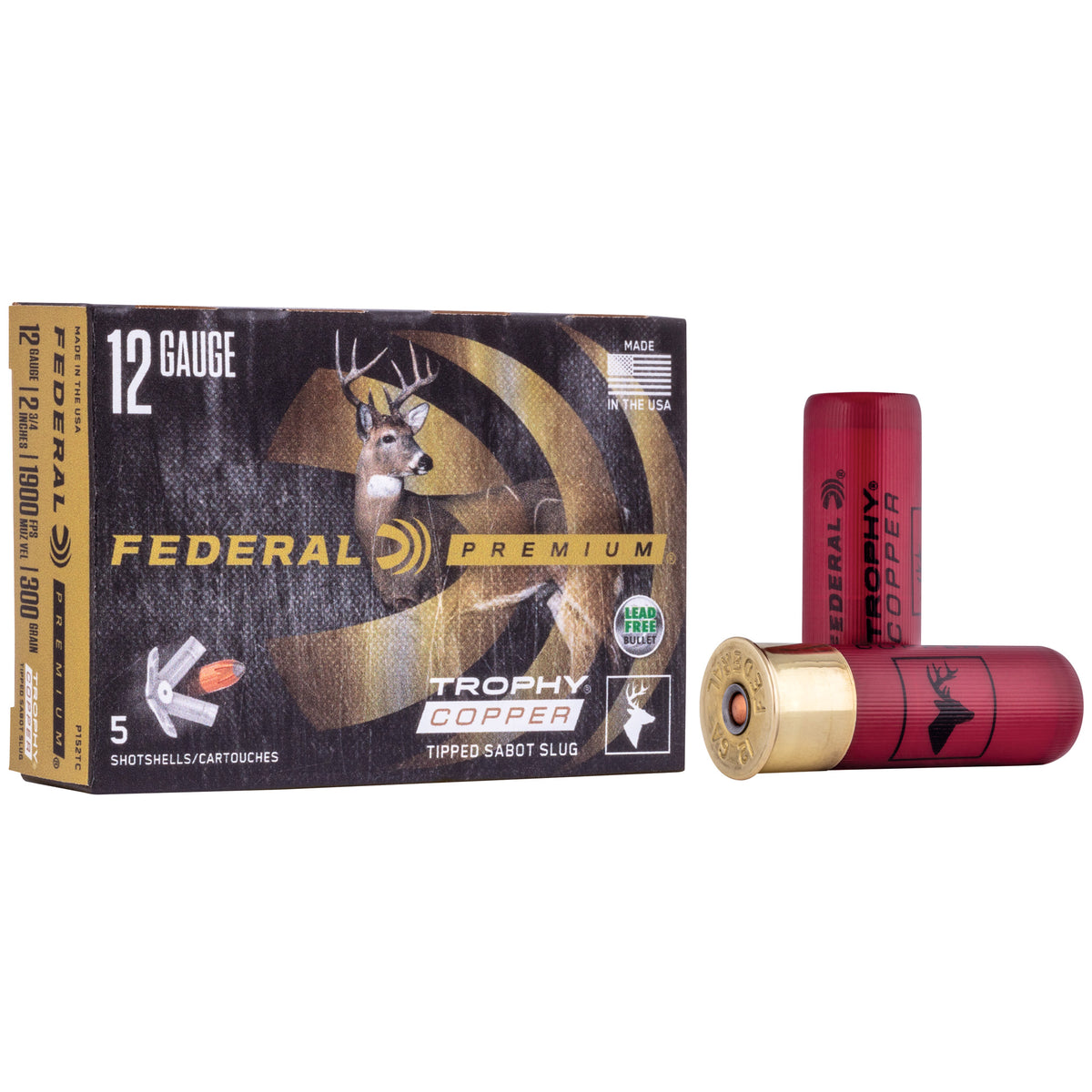 Federal Premium Trophy Copper Vital-Shok Trophy Copper Tipped Sabot Slug 12 Gauge 2.75 in / 2.75 in Slug 2/3 oz