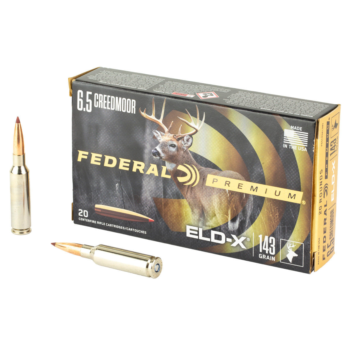 Federal P65CRDELDX1 Premium ELD-X Extremely Low Drag-eXpanding  143 Grain 6.5mm Creedmoor