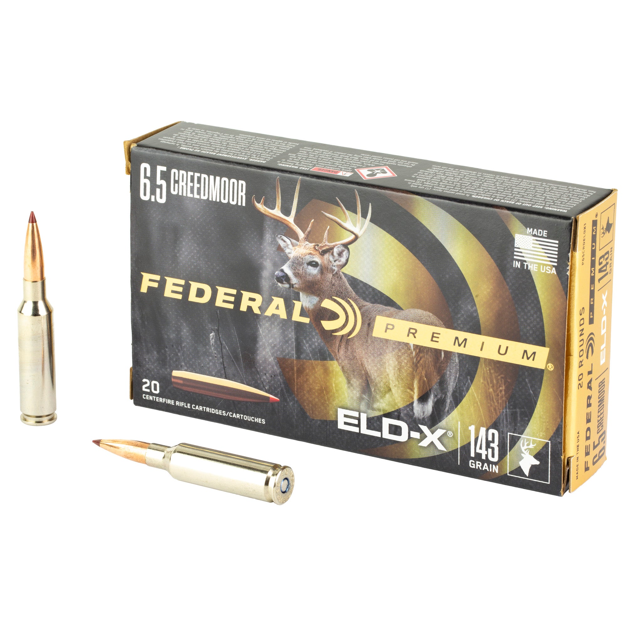 Federal P65CRDELDX1 Premium ELD-X Extremely Low Drag-eXpanding  143 Grain 6.5mm Creedmoor