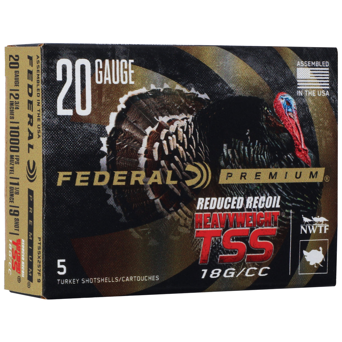 Federal PTSSX257F9 Premium Turkey Heavyweight TSS 20 Gauge 2.75" 1-1/8oz 9 Shot 1000 fps
