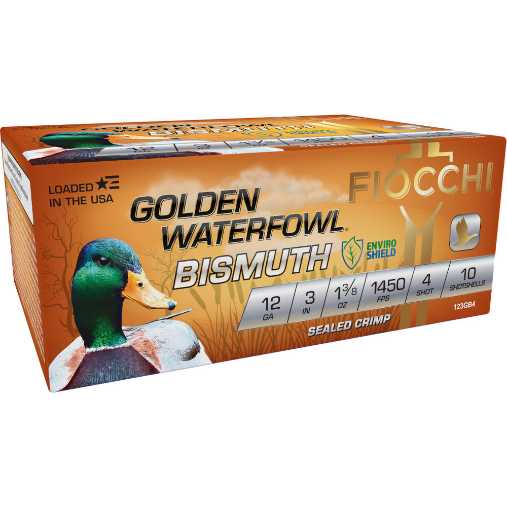 Fiocchi 123GB4 Golden Waterfowl Bismuth 12 Gauge 3" 1-3/8oz 4 Shot 1450 fps