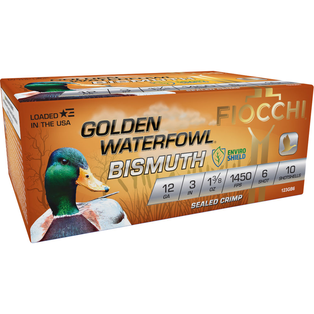 Fiocchi 123GB6 Golden Waterfowl Bismuth 12 Gauge 3" 1-3/8oz 6 Shot 1450 fps