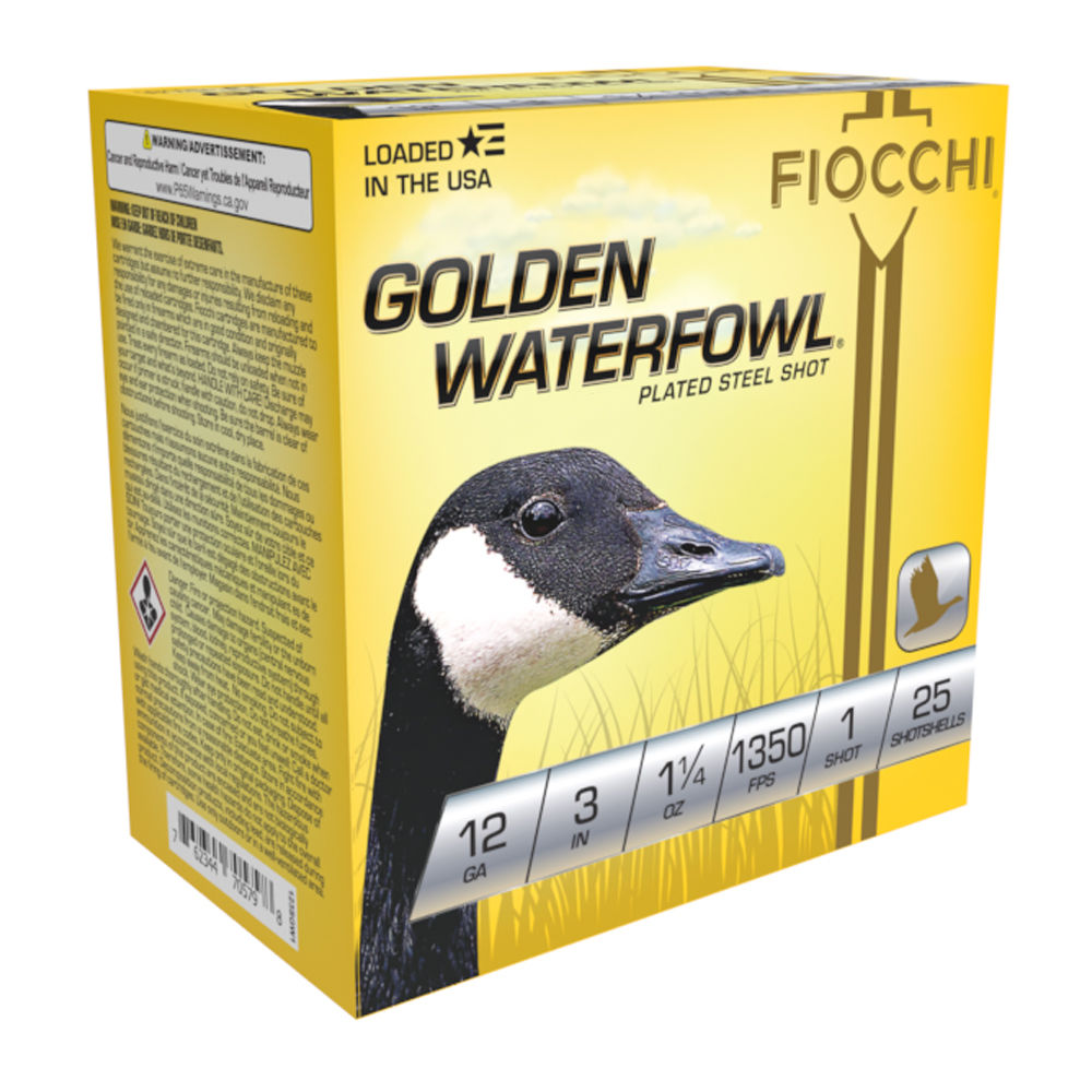 Fiocchi 123SGW1 Golden Waterfowl Waterfowl 12 Gauge 3" 1-1/4oz 1 Shot 1350 fps