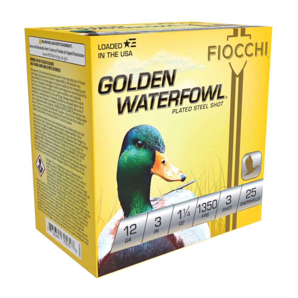 Fiocchi 123SGW3 Golden Waterfowl Waterfowl 12 Gauge 3" 1-1/4oz 3 Shot 1350 fps
