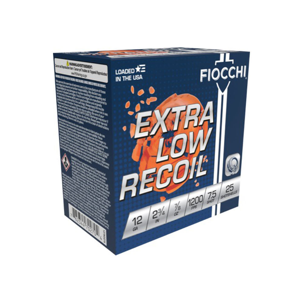 Fiocchi 1278OZ75 Exacta Target Low Recoil Trainer 12 Gauge 2.75" 7/8oz 7.5 Shot 1200 fps