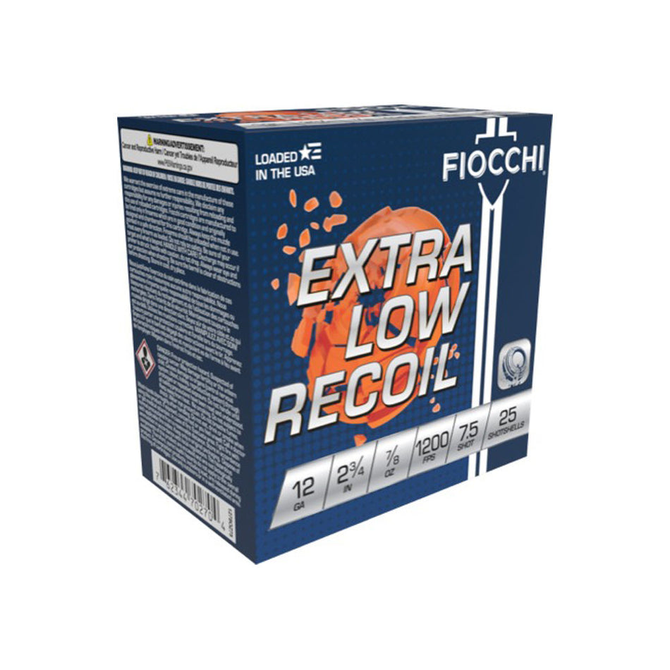 Fiocchi 1278OZ75 Exacta Target Low Recoil Trainer 12 Gauge 2.75" 7/8oz 7.5 Shot 1200 fps