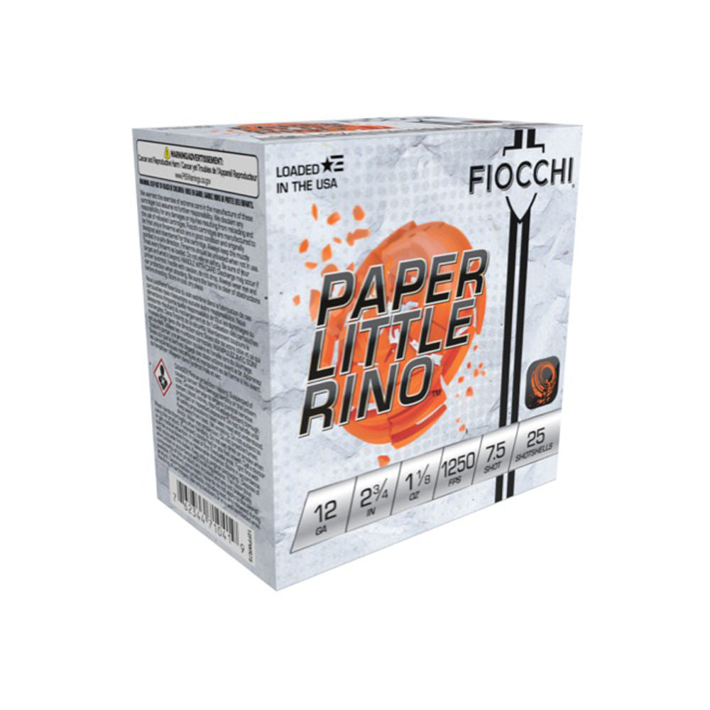 Fiocchi 12FPWR75 Paper Little Rino Extrema 12 Gauge 2.75" 1-1/8oz 7.5 Shot 1250 fps