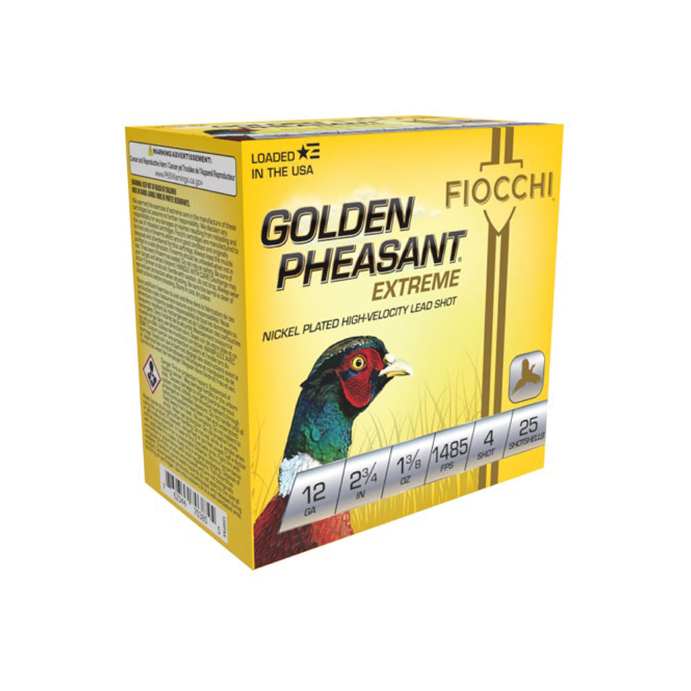 Fiocchi Golden Pheasant Extrema Extreme High Velocity 12 Gauge 2.75 in / 2.75 in #4 1-3/8 oz