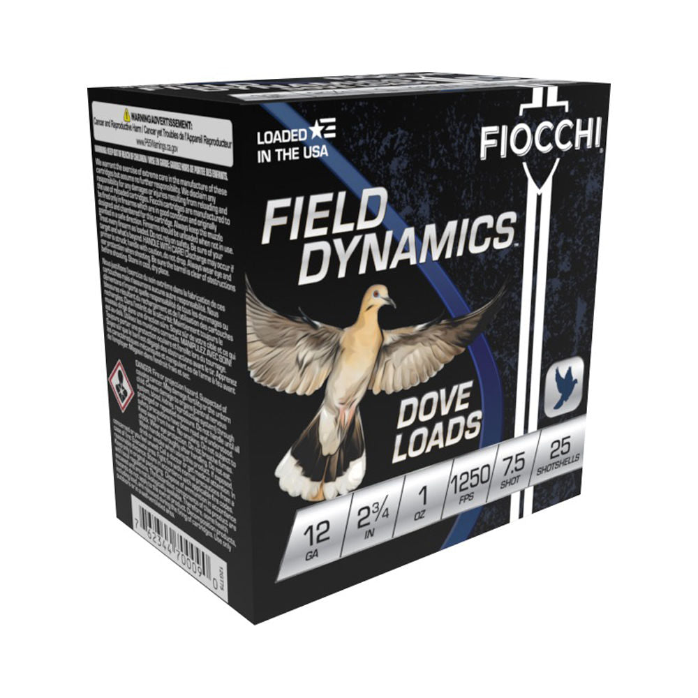 Fiocchi 12GT75 Field Dynamics Dove & Quail 12 Gauge 2.75" 1oz 7.5 Shot 1250 fps