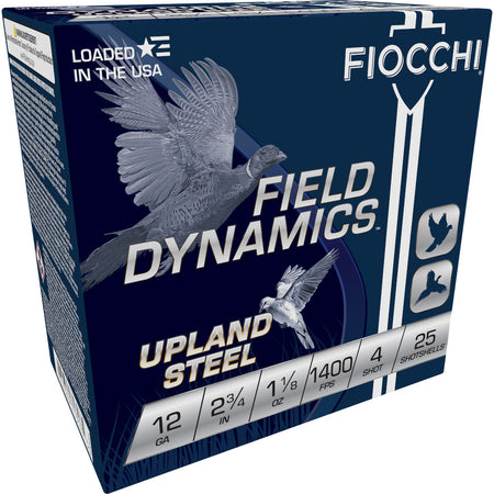 Fiocchi 12HVST4 Field Dynamics Upland Steel 12 Gauge 2.75" 1-1/8oz 4 Shot 1400 fps