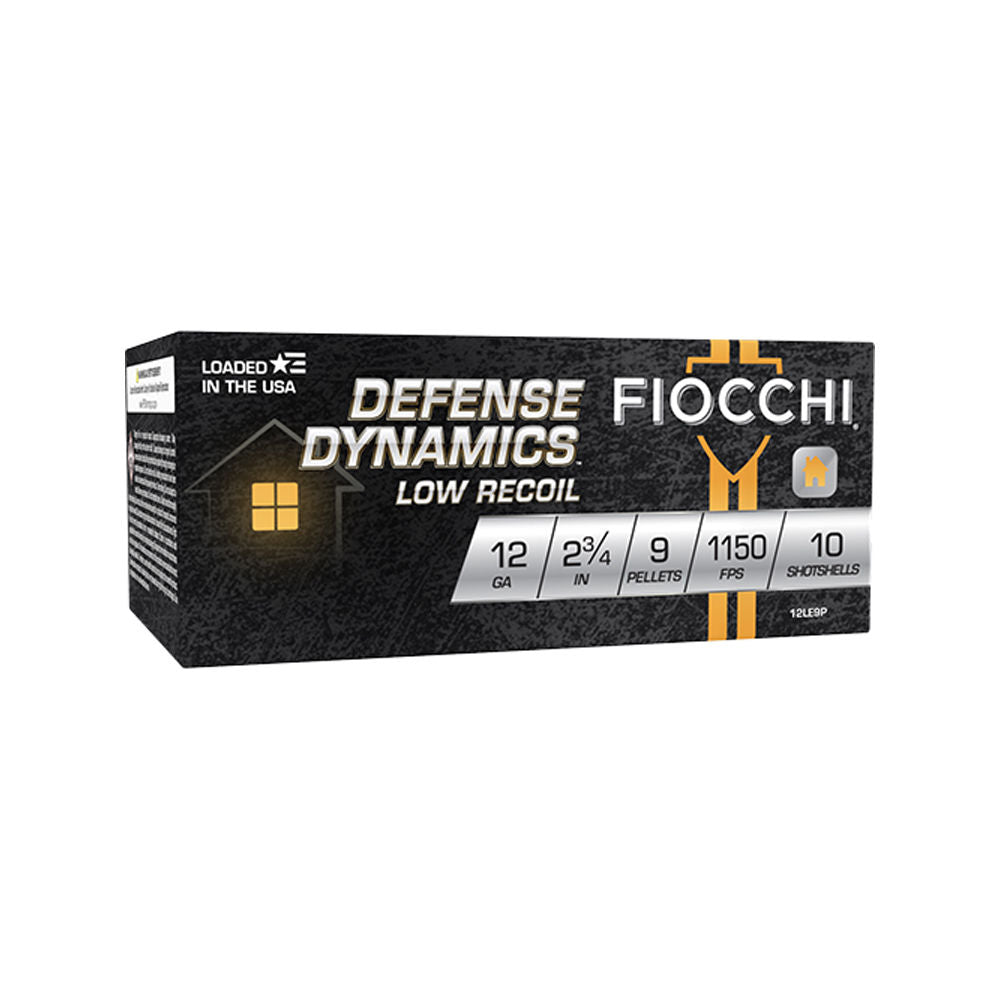 Fiocchi 12LE9P Defense Dynamics Low Recoil 12 Gauge 2.75"  1 Buck Shot 1150 fps