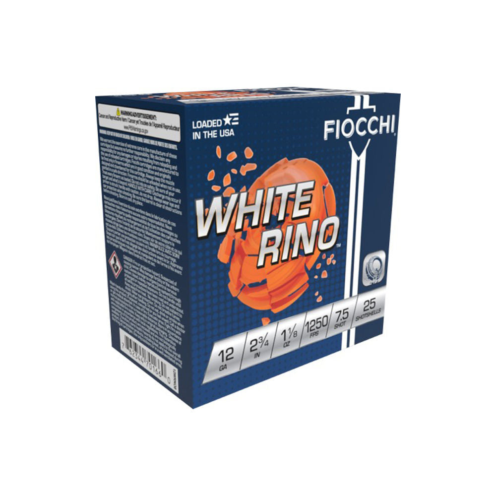 Fiocchi 12WRNO75 Exacta Target White Rino Target 12 Gauge 2.75" 1-1/8oz 7.5 Shot 1250 fps