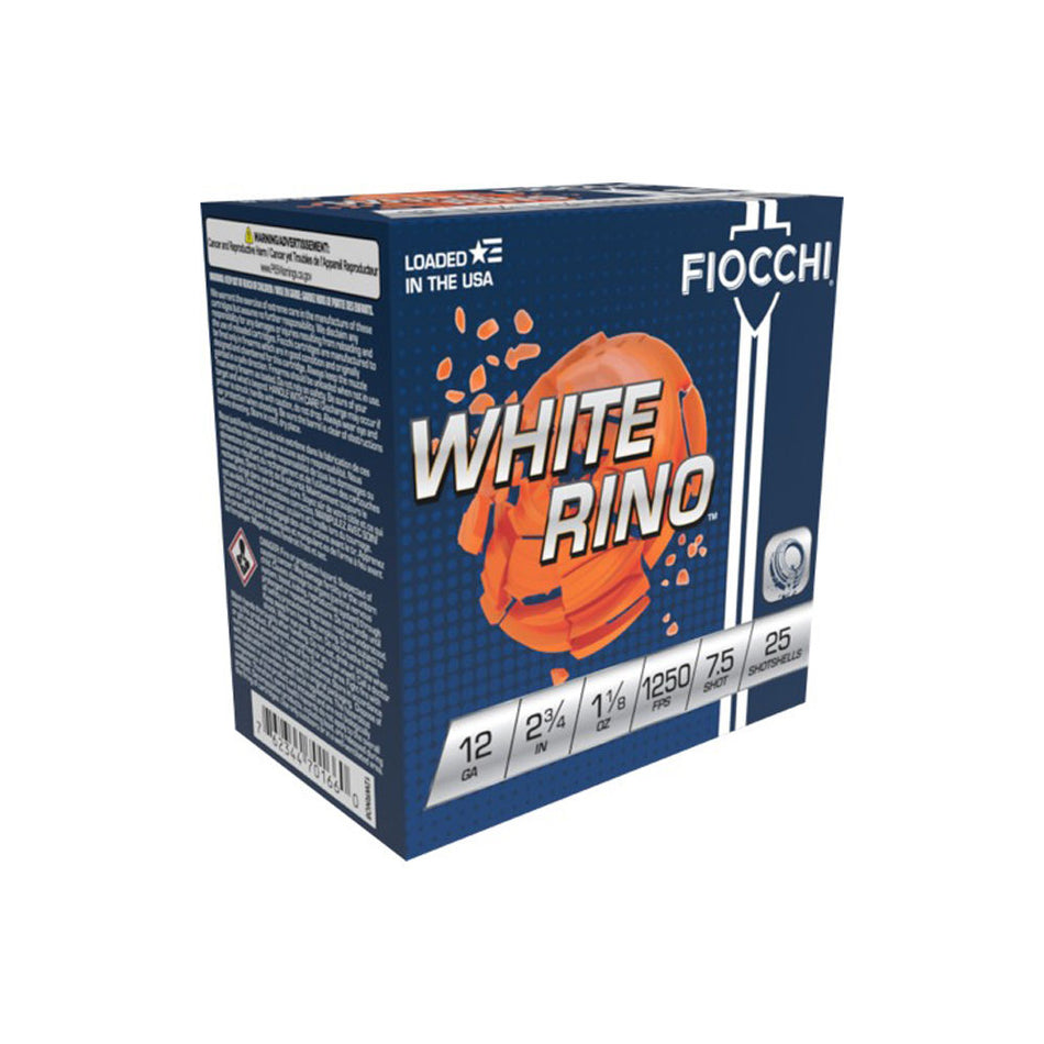 Fiocchi 12WRNO75 Exacta Target White Rino Target 12 Gauge 2.75" 1-1/8oz 7.5 Shot 1250 fps