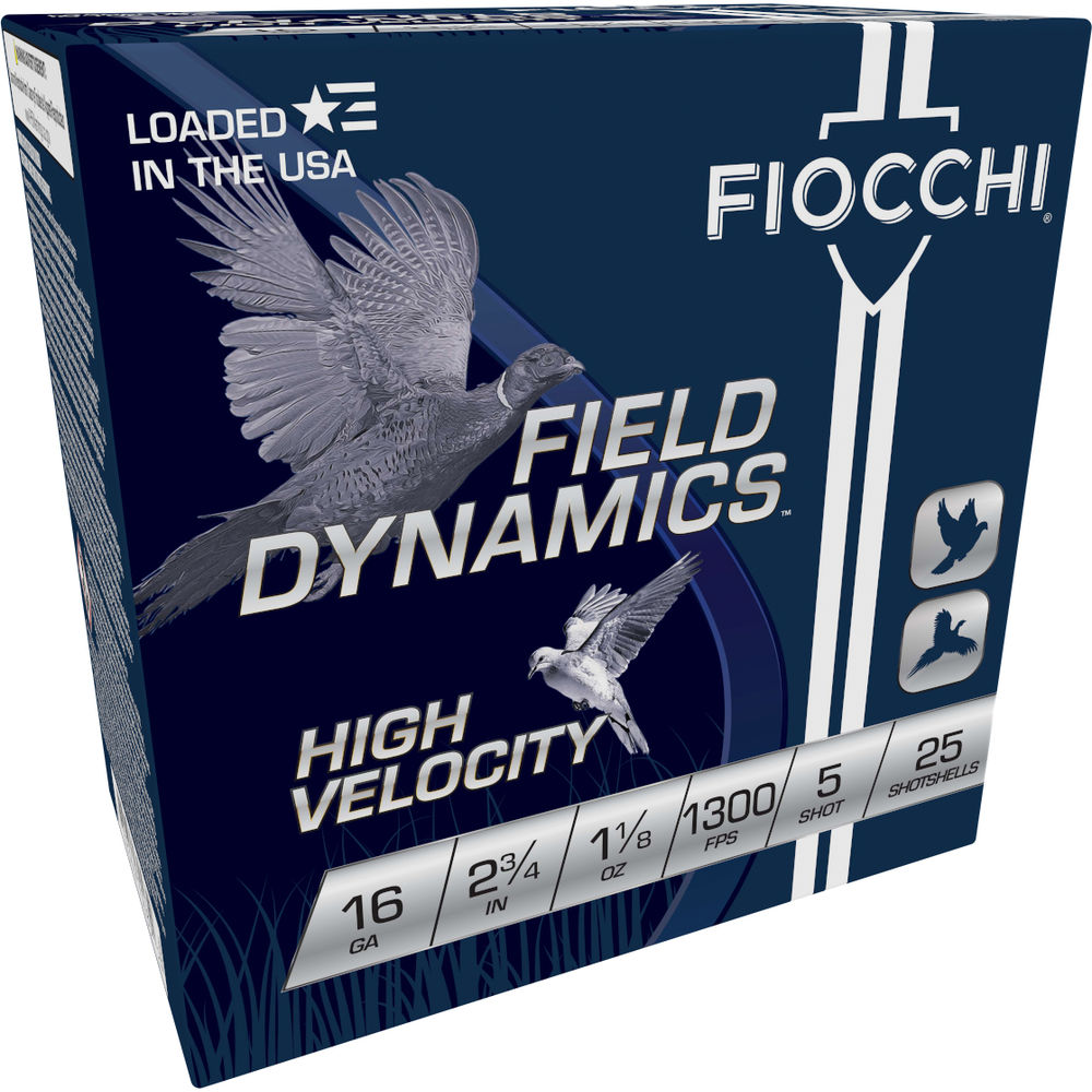 Fiocchi 16HV5 Field Dynamics High Velocity 16 Gauge 2.75" 1-1/8oz 5 Shot 1300 fps