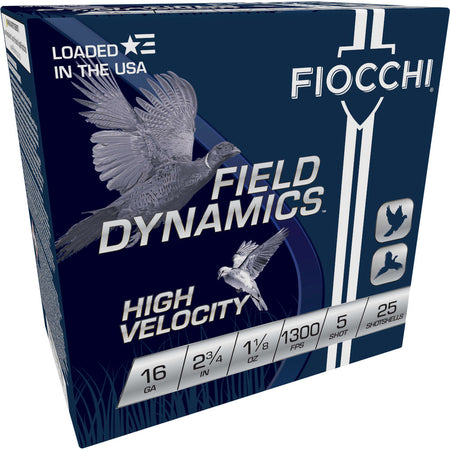 Fiocchi 16HV5 Field Dynamics High Velocity 16 Gauge 2.75" 1-1/8oz 5 Shot 1300 fps