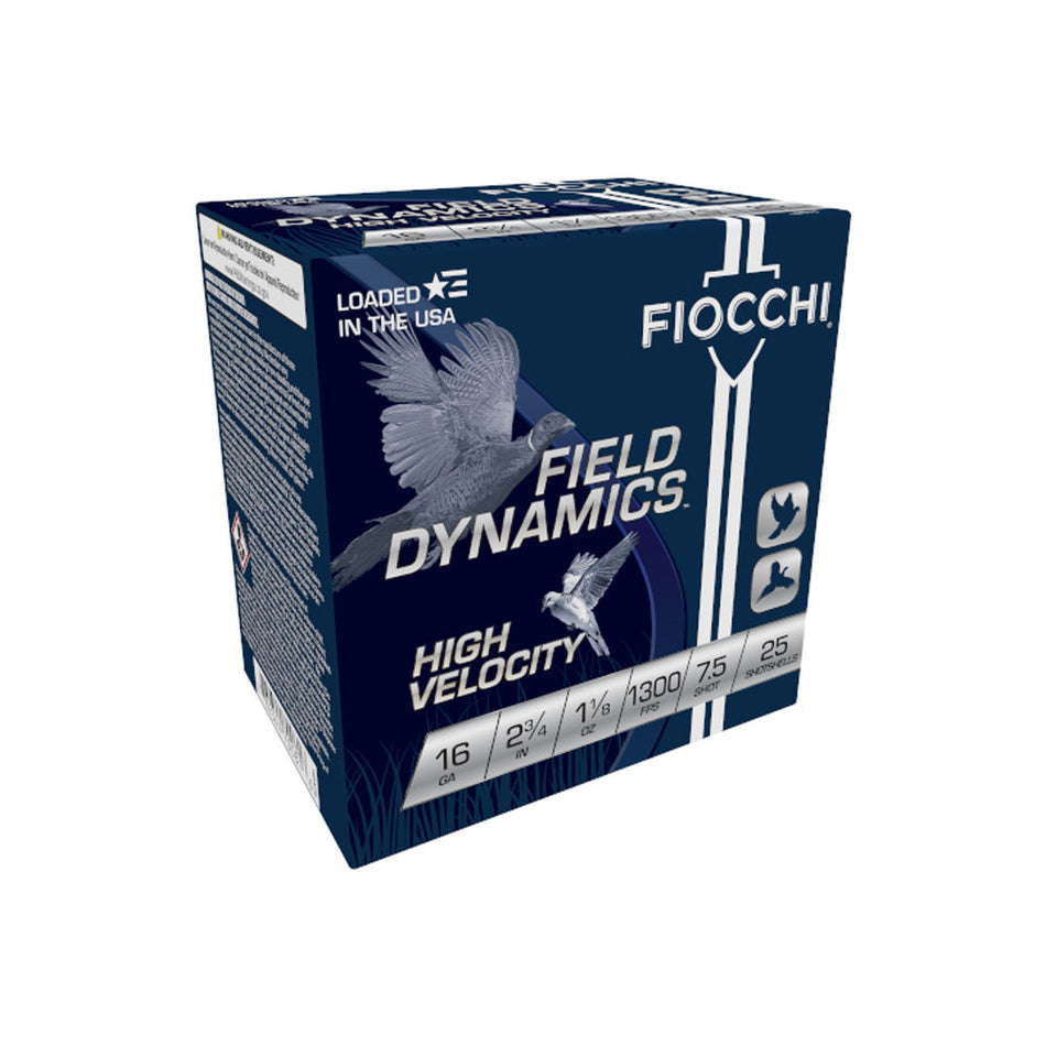 Fiocchi 16HV75 Field Dynamics High Velocity 16 Gauge 2.75" 1-1/8oz 7.5 Shot 1300 fps