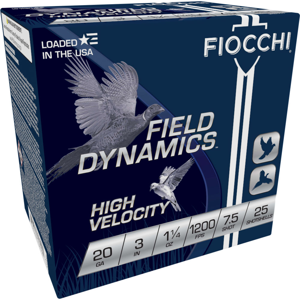 Fiocchi Field Dynamics High Velocity Upland Game Load 20 Gauge 3 in / 3 in #7.5 1-1/4 oz