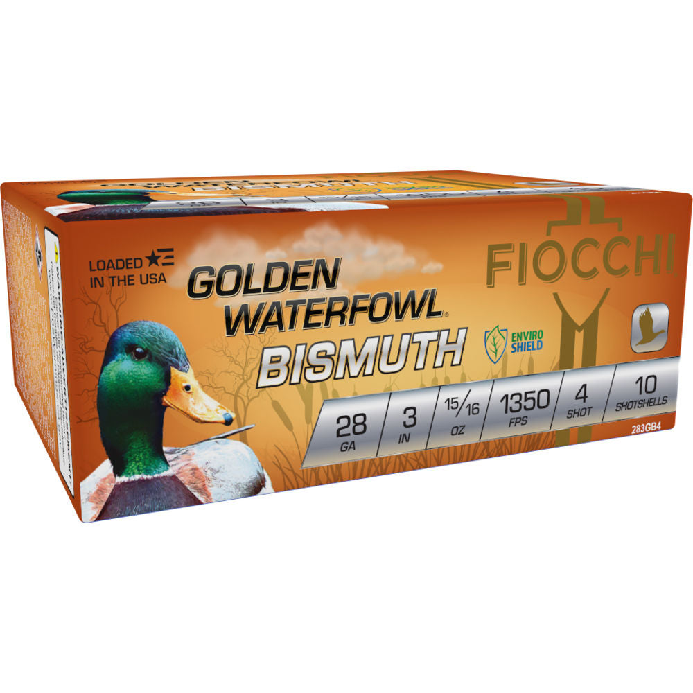 Fiocchi 283GB4 Golden Waterfowl Bismuth 28 Gauge 3" 15/16oz 4 Shot 1350 fps