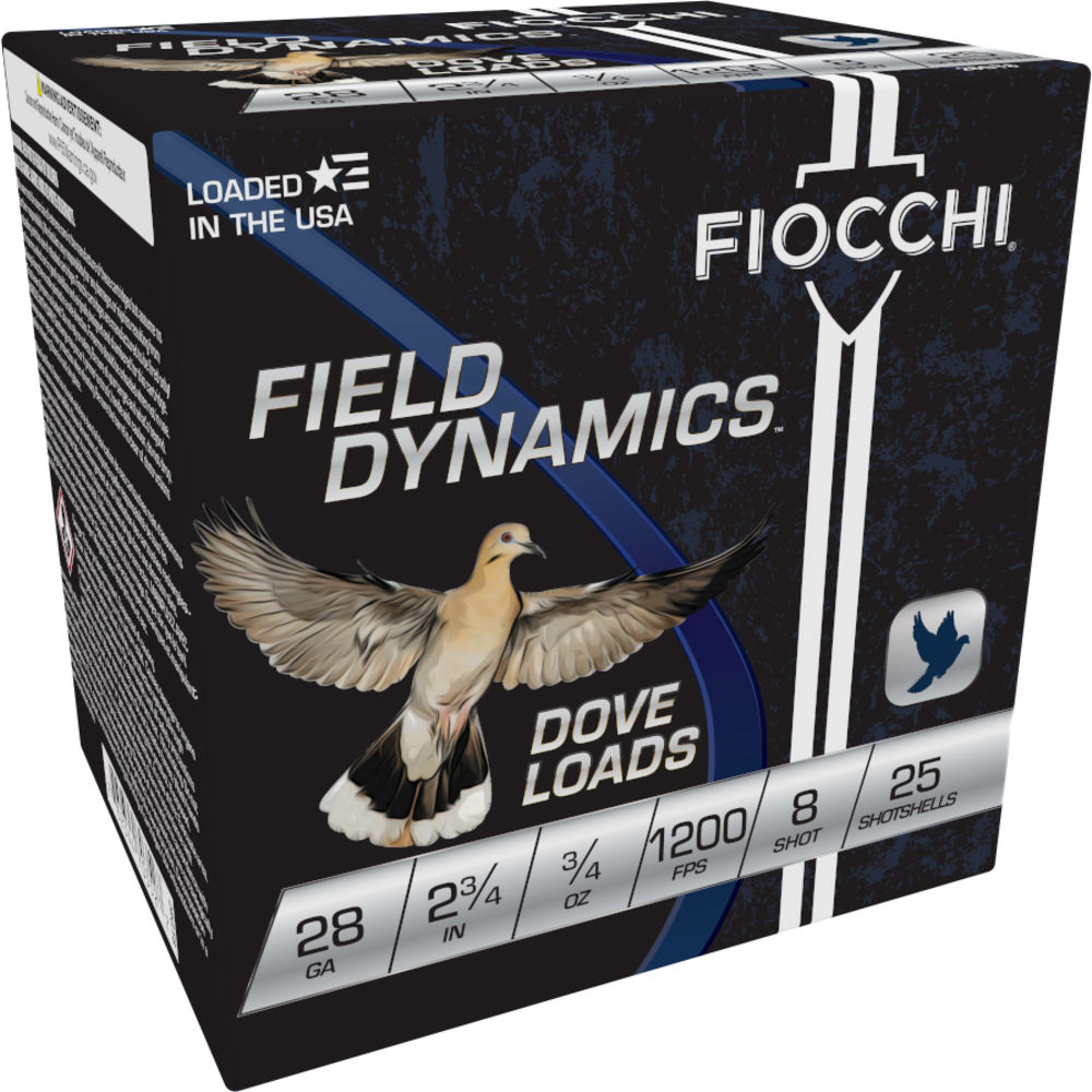 Fiocchi 28GT8 Field Dynamics Dove & Quail 28 Gauge 2.75" 3/4oz 8 Shot 1200 fps