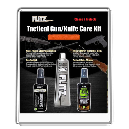 Flitz Tactical Gun & Knife Care Kit with Polish Cleaner and Ceramic Sealant Clamshell