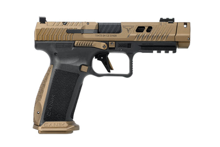 Canik HG7864N TTI Combat Full Size Frame 9mm Luger 10+1 4.60" Black Nitride Fluted/Ported Barrel, Burnt Bronze Cerakote Optic Cut/Serrated Steel Slide, Black Polymer Frame w/Picatinny Rail