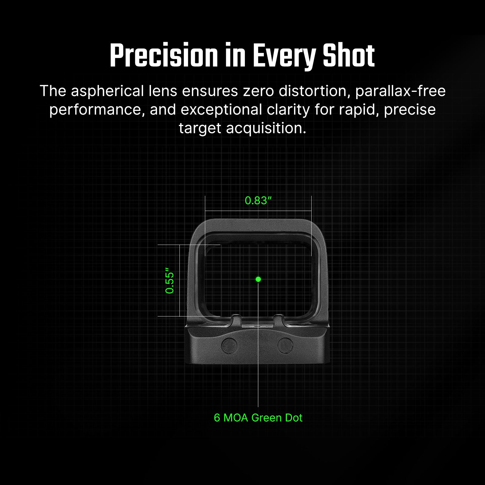 Osight SE Green Dot 6 MOA Enclosed Emitter Optic with RMSc Footprint and Side-Loading Battery