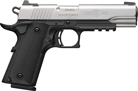 BROWNING 1911-380 SS 380ACP 4.25"FS 8RD BLK/SS W/RAIL*