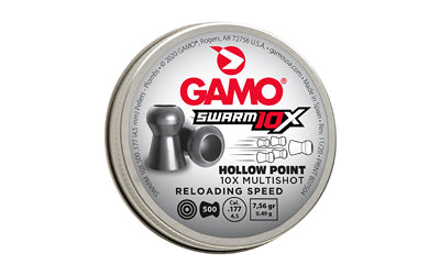 Gamo Swarm 10X .22 Caliber Hollow Point Airgun Pellets, 15.43 Grain Lead, 250-Count Tin